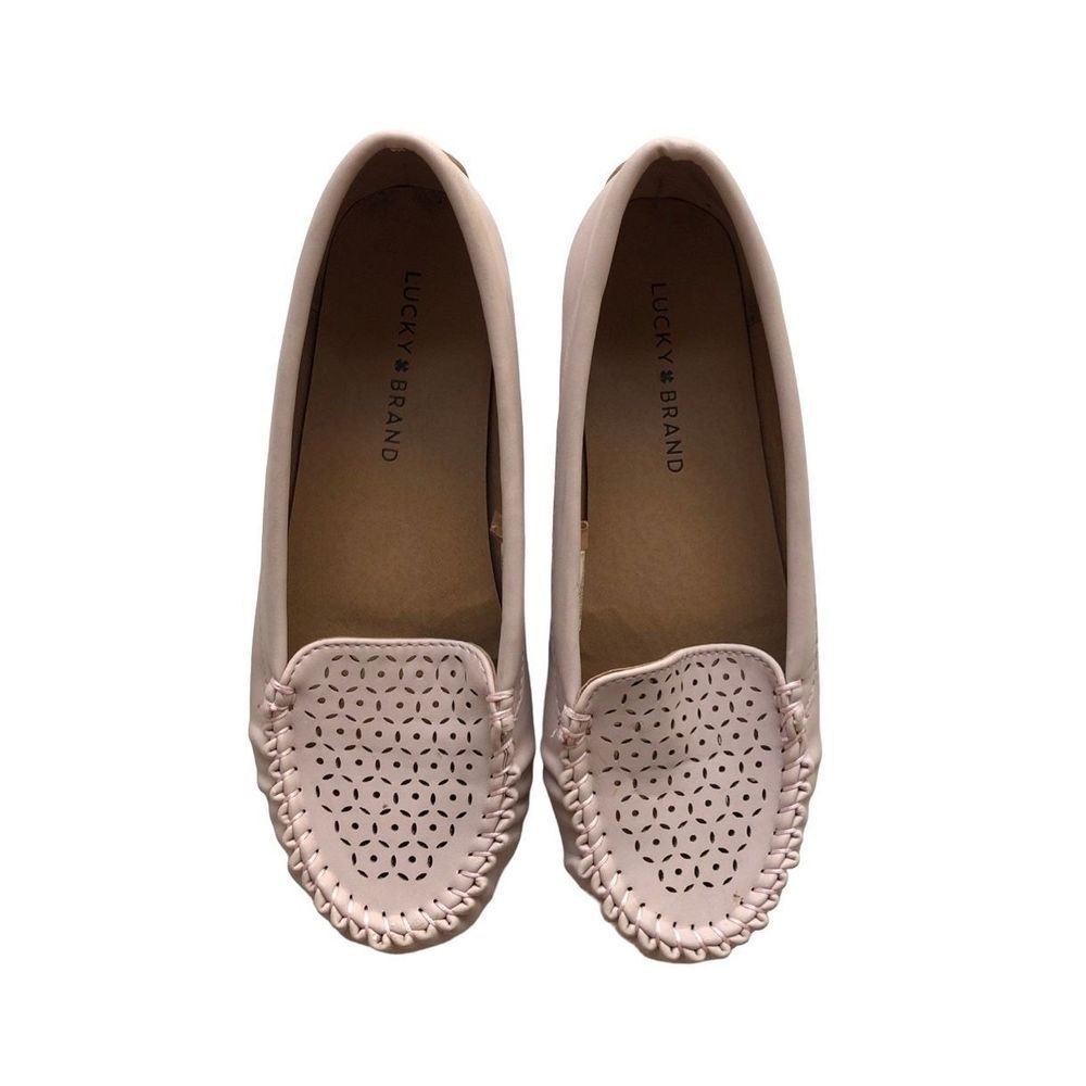 Lucky Brand Laser Cut Perforated Pink Slip On Loafers Moccasins 7